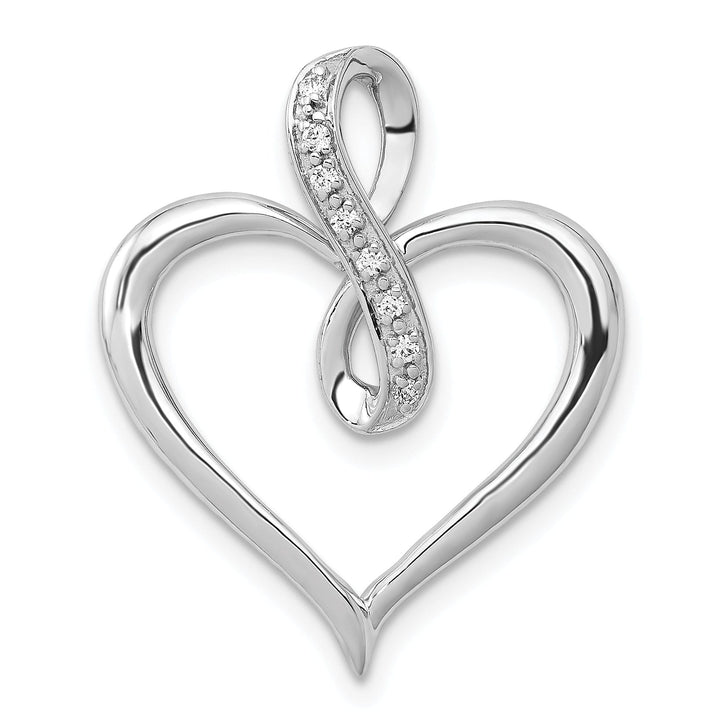 Lovely Rita's Pendants & Charms 14k White Gold Polished Finish Open Back 0.048-CT Diamond Heart with Infinity Design Charm Pendant