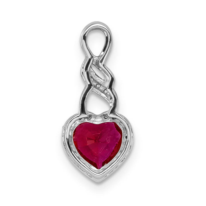Lovely Rita's Pendants & Charms 14k White Gold Polished Finish Open Back 0.076-CT Diamond & 0.98-CT Ruby Heart Fancy Design Chain Slide Pendant