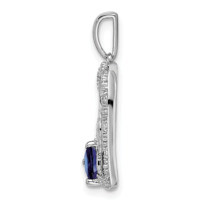 Lovely Rita's Pendants & Charms 14k White Gold Polished Finish Open Back 0.575-CT Sapphire & 0.05-CT Diamond MOM Stone in Heart Design Charm Pendant