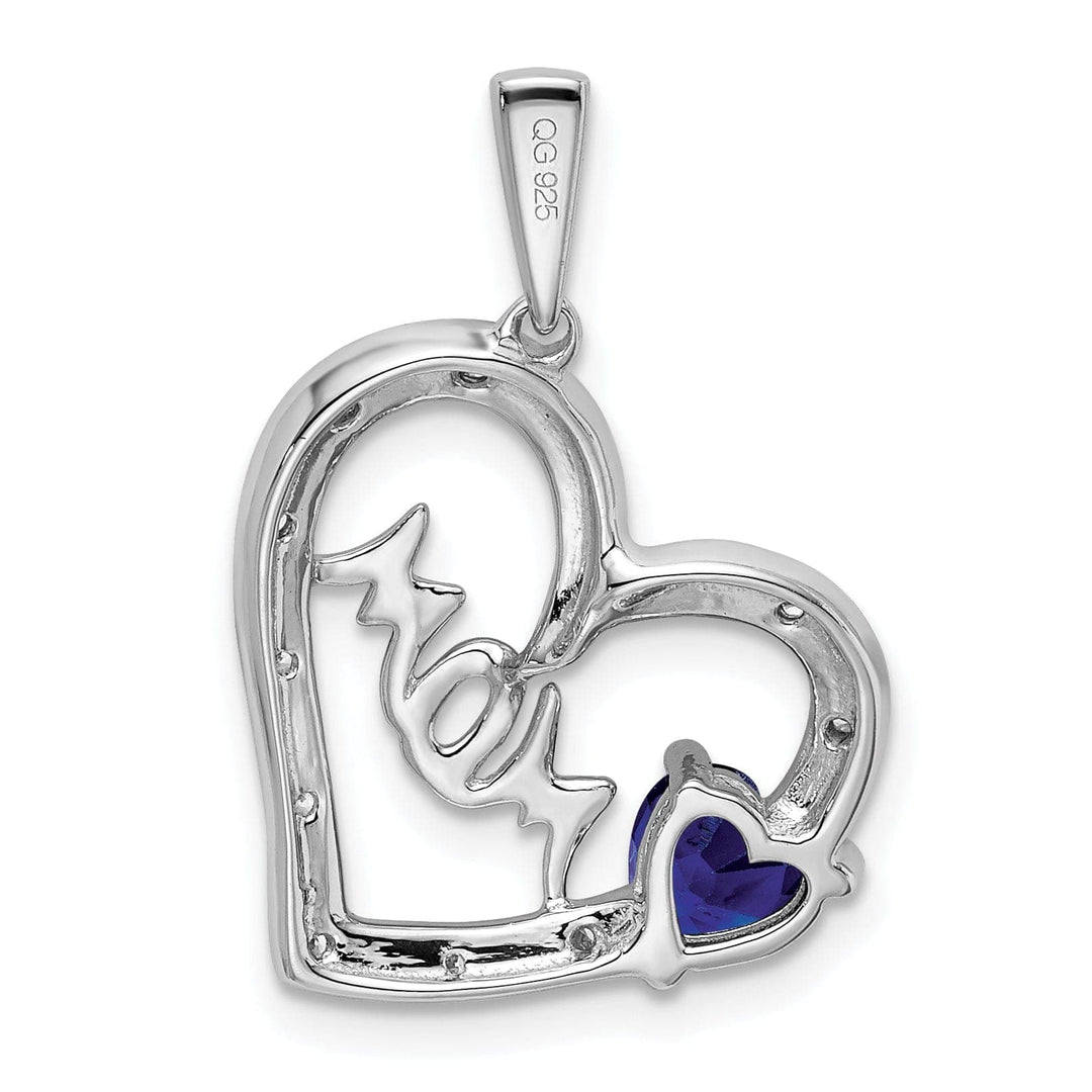 Lovely Rita's Pendants & Charms 14k White Gold Polished Finish Open Back 0.575-CT Sapphire & 0.05-CT Diamond MOM Stone in Heart Design Charm Pendant
