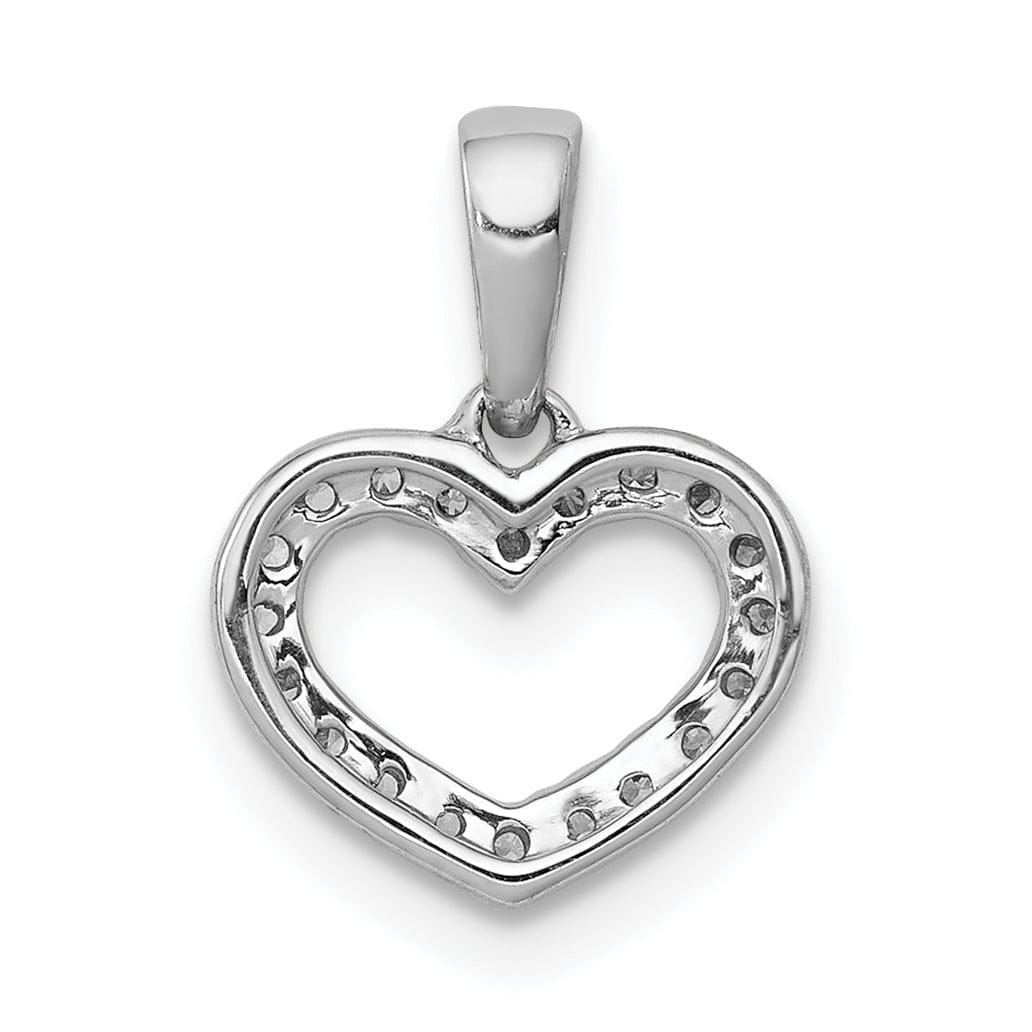 Lovely Rita's Pendants & Charms 14k White Gold Polished Finish Open Back .03ct Diamond Heart Design Charm Pendant