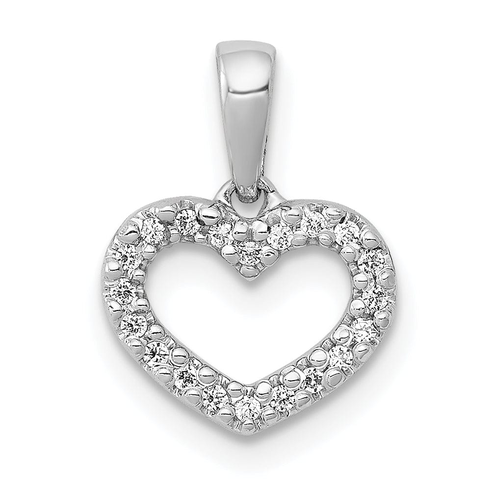 Lovely Rita's Pendants & Charms 14k White Gold Polished Finish Open Back .03ct Diamond Heart Design Charm Pendant