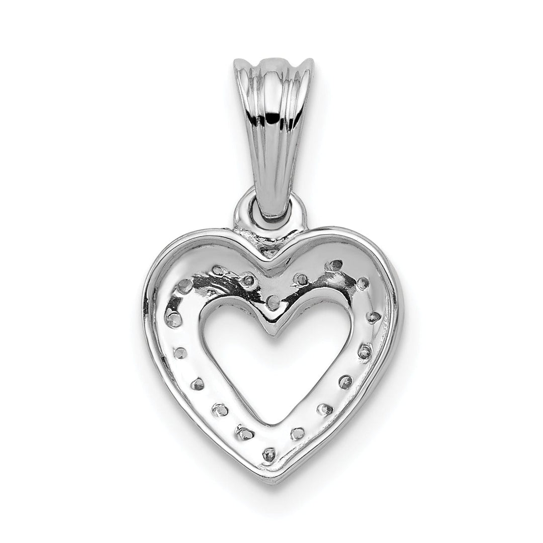 Lovely Rita's Pendants & Charms 14k White Gold Polished Finish Open Back 1/10-CT Diamond Heart Design Charm Pendant