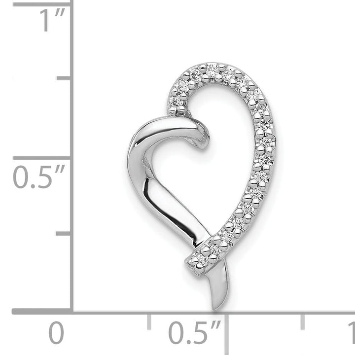 Lovely Rita's Pendants & Charms 14k White Gold Polished Finish Open Back 1/10-CT Diamond Heart Sleek Design Chain Slide Pendant will not fit Omega Chain