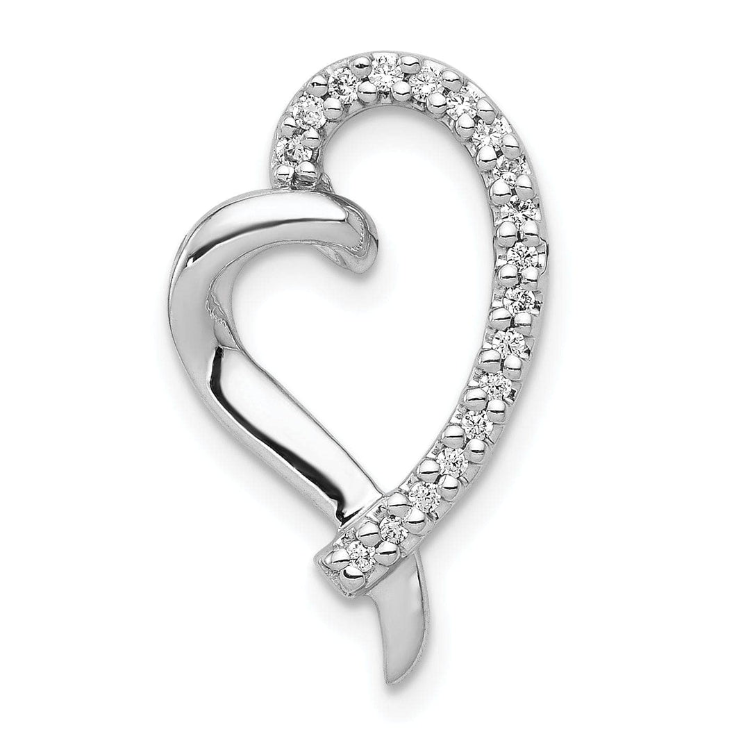 Lovely Rita's Pendants & Charms 14k White Gold Polished Finish Open Back 1/10-CT Diamond Heart Sleek Design Chain Slide Pendant will not fit Omega Chain