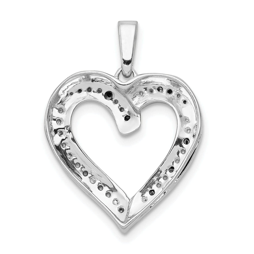 Lovely Rita's Pendants & Charms 14k White Gold Polished Finish Open Back 1/20-CT Blue & White Diamond Heart Design Charm Pendant