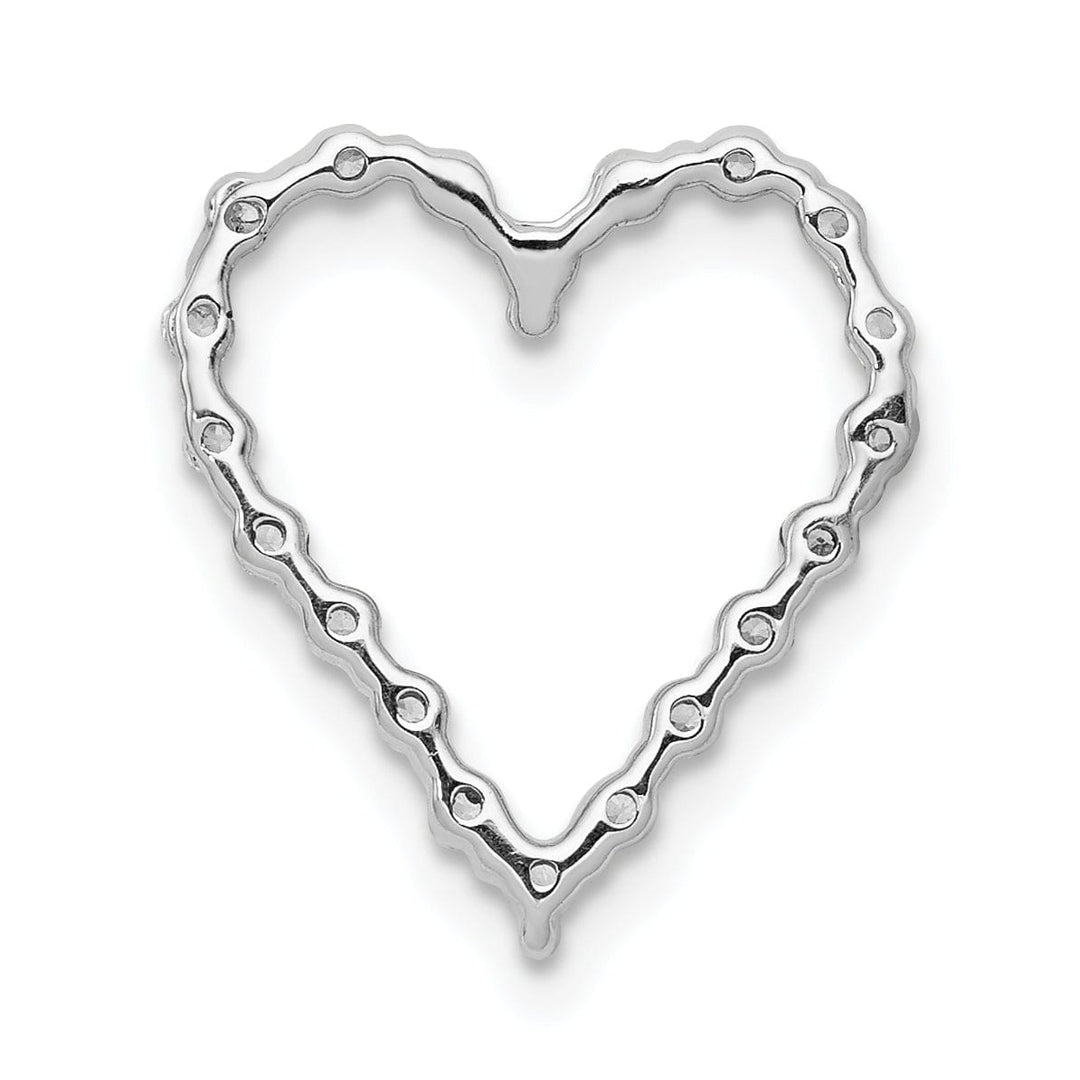 Lovely Rita's Pendants & Charms 14k White Gold Polished Finish Open Back 1/5-CT Diamond Heart Design Chain Slide Pendant will not fit Omega Chain