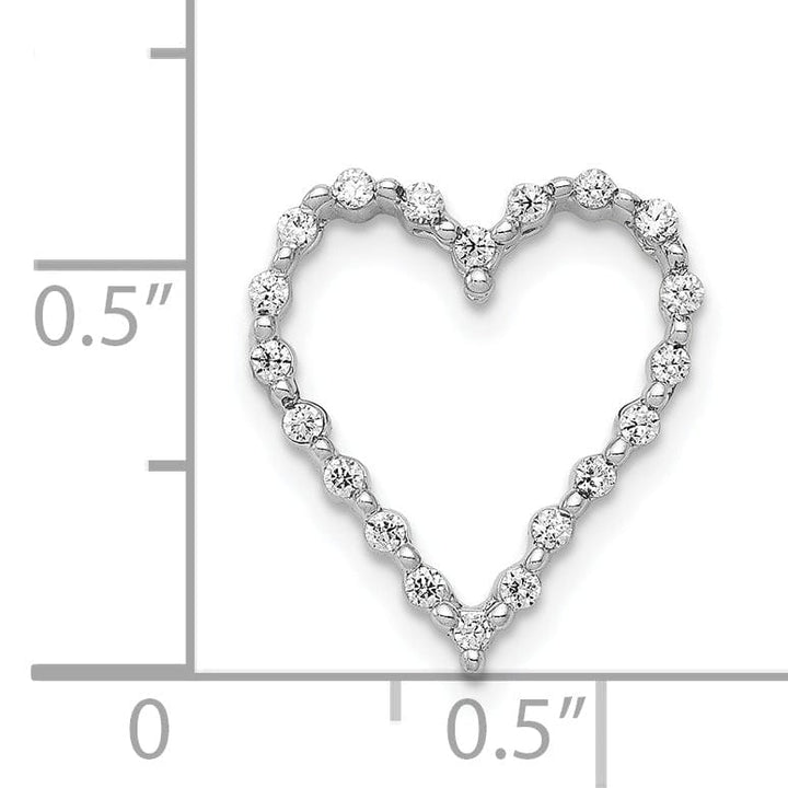 Lovely Rita's Pendants & Charms 14k White Gold Polished Finish Open Back 1/5-CT Diamond Heart Design Chain Slide Pendant will not fit Omega Chain