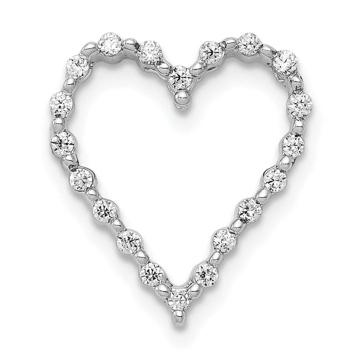 Lovely Rita's Pendants & Charms 14k White Gold Polished Finish Open Back 1/5-CT Diamond Heart Design Chain Slide Pendant will not fit Omega Chain