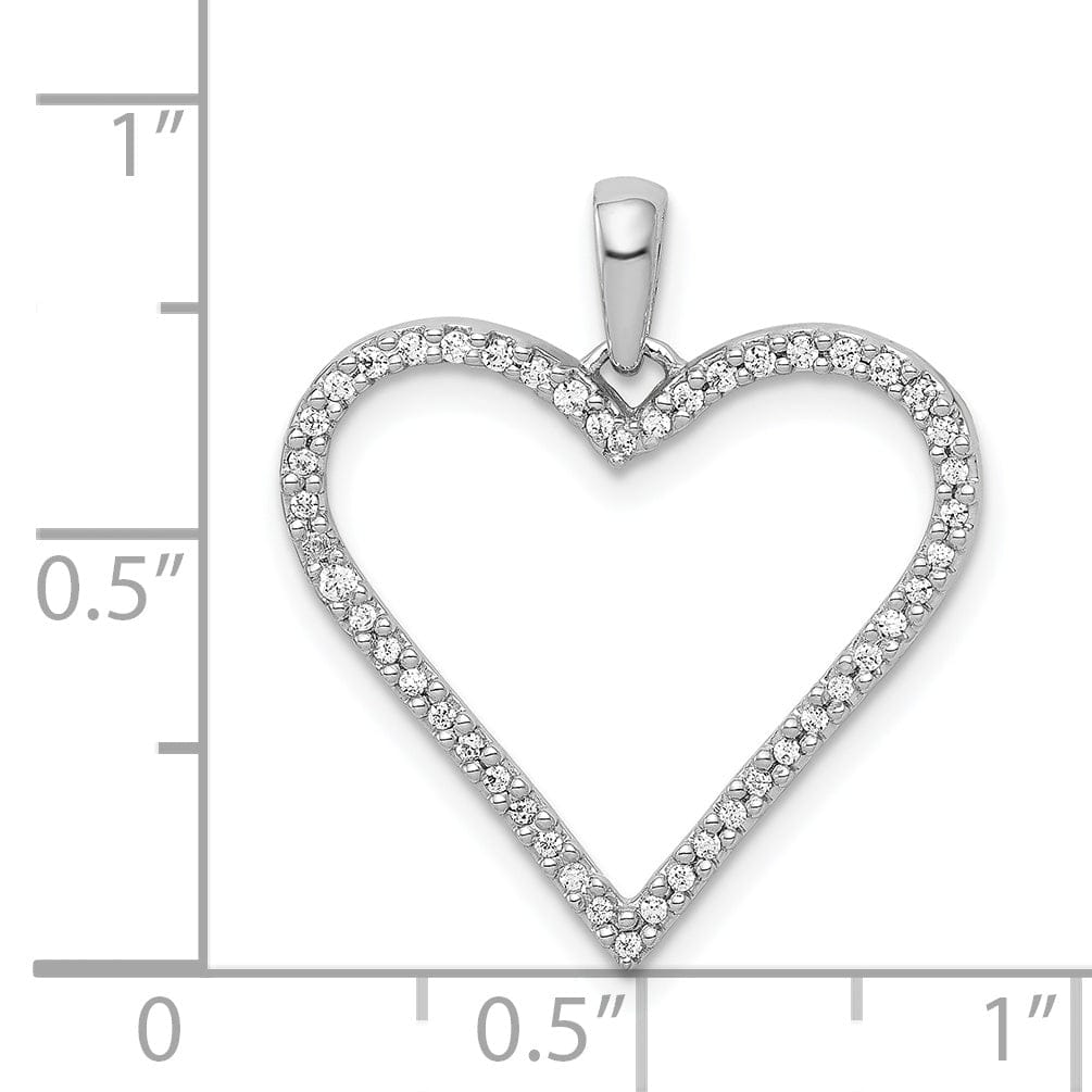 Lovely Rita's Pendants & Charms 14k White Gold Polished Finish Open Back 1/6-CT  Diamond Heart Design Charm Pendant