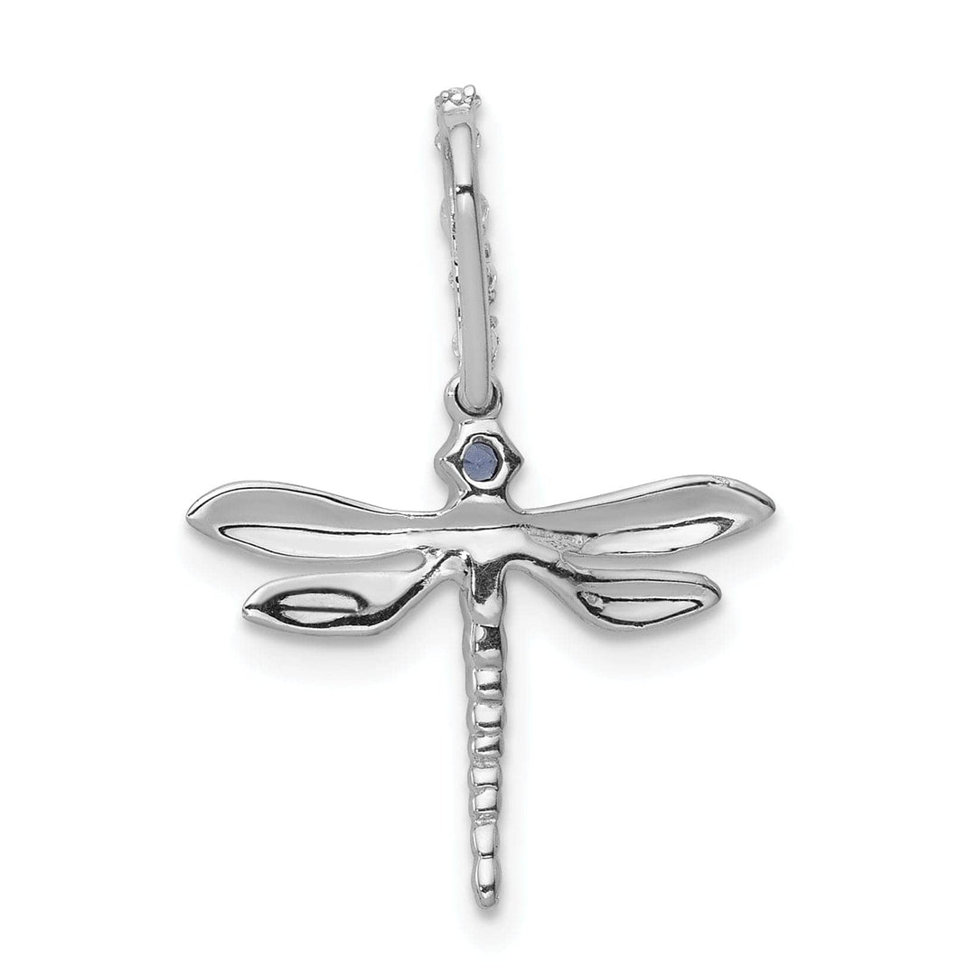 Lovely Rita's Pendants & Charms 14k White Gold Polished Finish Open Back Blue and White 0.062CT Diamond Dragonfly Design Pendant