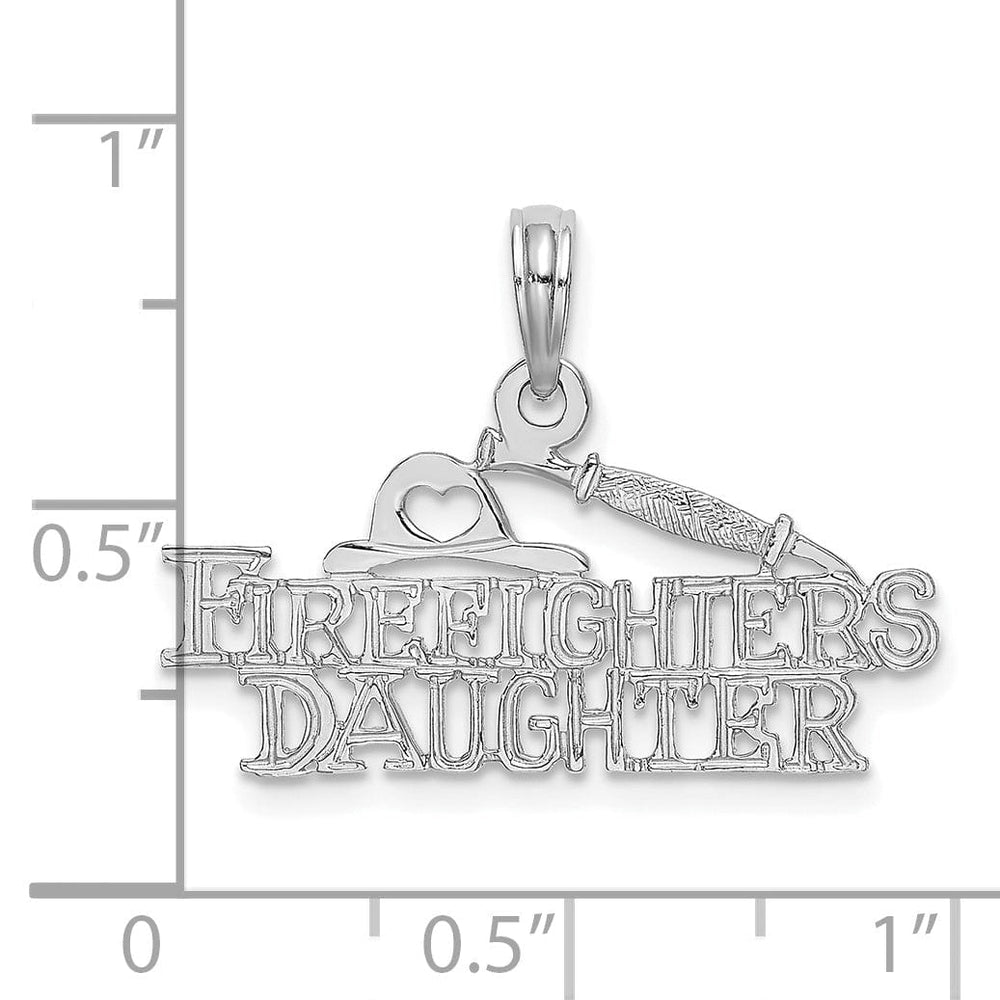 Lovely Rita's Pendants & Charms 14k White Gold Polished Finish Open Back FIREFIGHTER'S DAUGHTER Charm Pendant