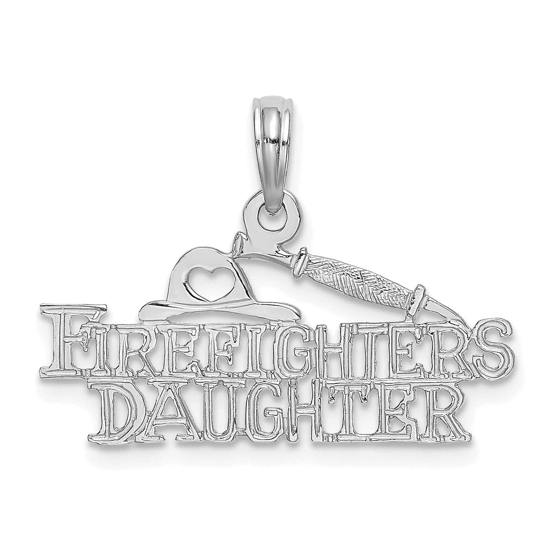 Lovely Rita's Pendants & Charms 14k White Gold Polished Finish Open Back FIREFIGHTER'S DAUGHTER Charm Pendant