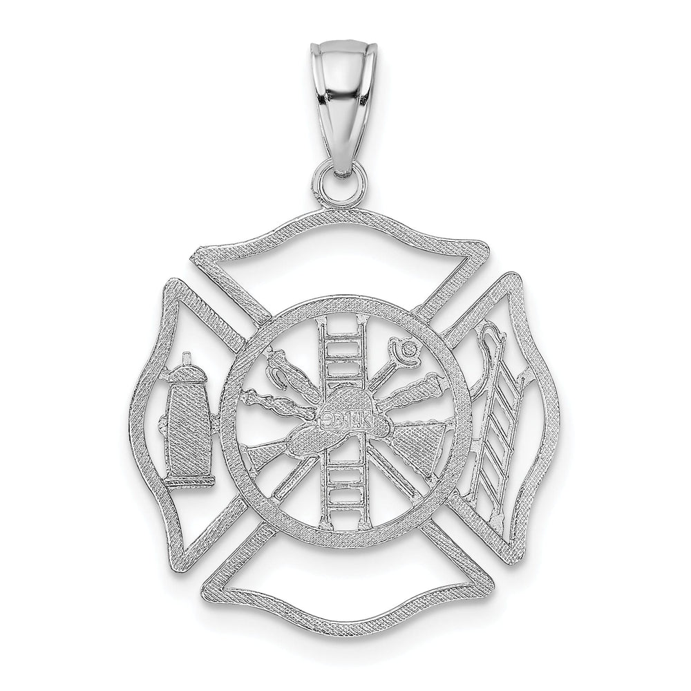 Lovely Rita's Pendants & Charms 14K White Gold Polished Finish Open Back Fireman Shield Charm Pendant