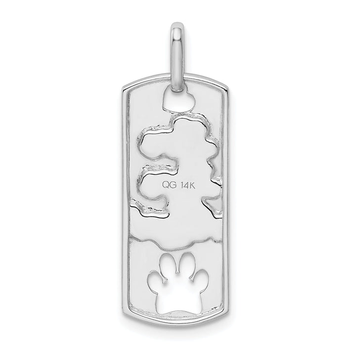 Lovely Rita's Pendants & Charms 14k White Gold Polished Finish Open Back Live Love Adopt Paw Dag Tag Charm Pendant
