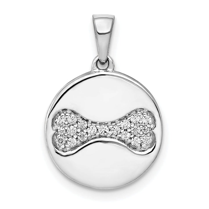 Lovely Rita's Pendants & Charms 14k White Gold Polished Finish Open Back with Diamonds Bone Charm Pendant
