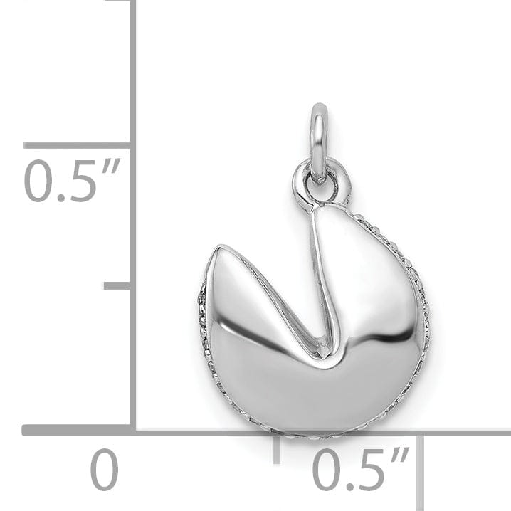 Lovely Rita's Pendants & Charms 14k White Gold Polished Finish Reversible 3-Dimensional 1/15ct. Diamond Fortune Cookie Pendant