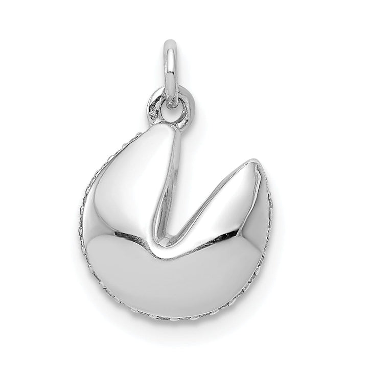 Lovely Rita's Pendants & Charms 14k White Gold Polished Finish Reversible 3-Dimensional 1/15ct. Diamond Fortune Cookie Pendant