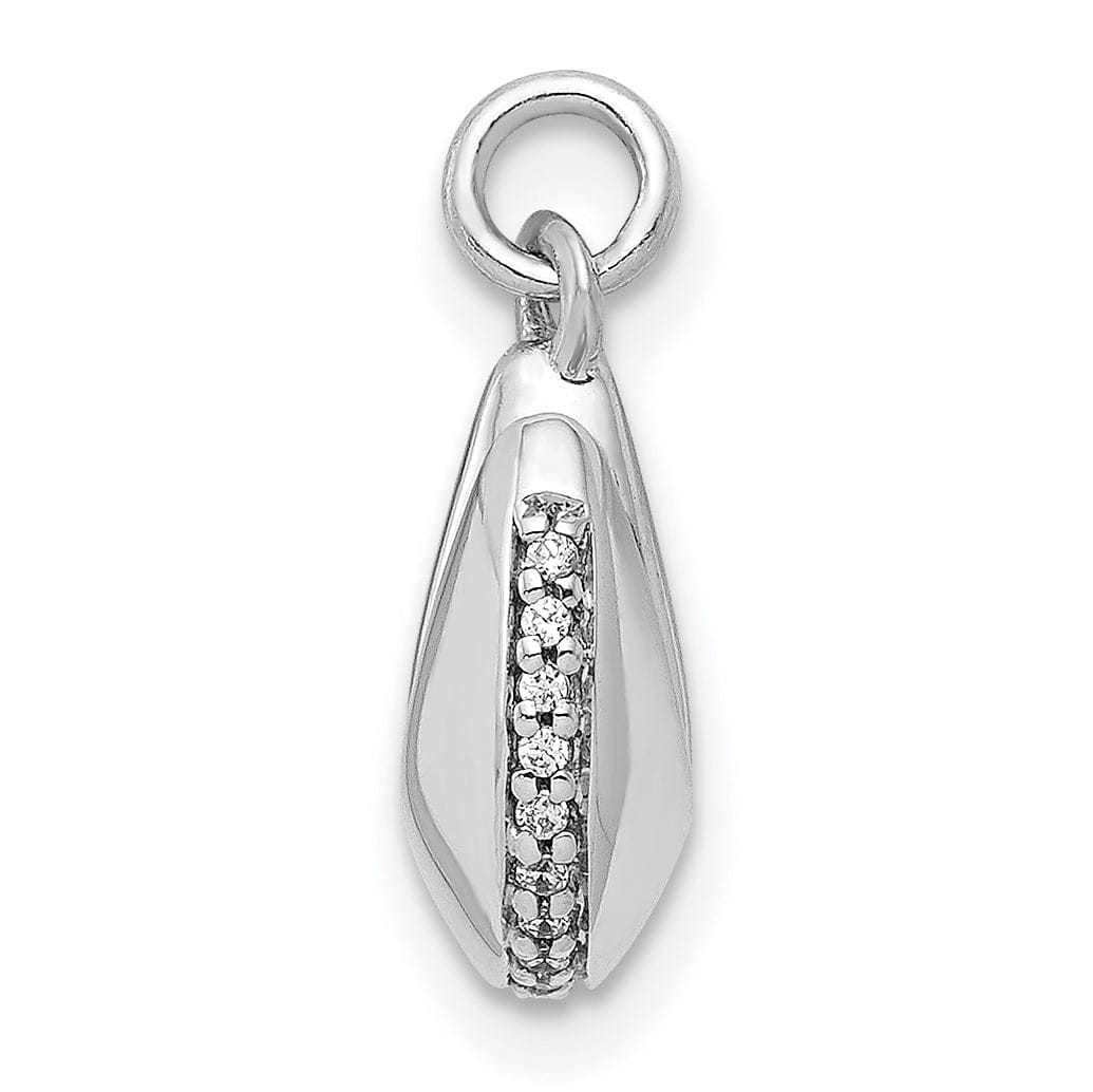 Lovely Rita's Pendants & Charms 14k White Gold Polished Finish Reversible 3-Dimensional 1/15ct. Diamond Fortune Cookie Pendant