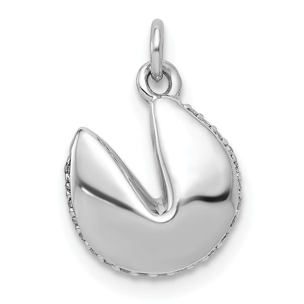 Lovely Rita's Pendants & Charms 14k White Gold Polished Finish Reversible 3-Dimensional 1/15ct. Diamond Fortune Cookie Pendant