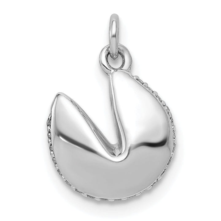 Lovely Rita's Pendants & Charms 14k White Gold Polished Finish Reversible 3-Dimensional 1/15ct. Diamond Fortune Cookie Pendant
