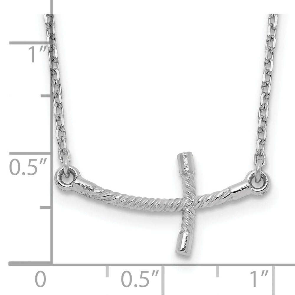 Lovely Rita's Pendants & Charms 14k White Gold Polished Finish Sideways Curved Twist Cross Stlye Pendant in a 19-Inch Cable Chain Necklace Set