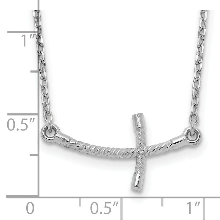 Lovely Rita's Pendants & Charms 14k White Gold Polished Finish Sideways Curved Twist Cross Stlye Pendant in a 19-Inch Cable Chain Necklace Set