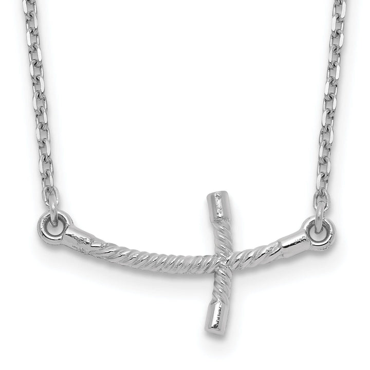 Lovely Rita's Pendants & Charms 14k White Gold Polished Finish Sideways Curved Twist Cross Stlye Pendant in a 19-Inch Cable Chain Necklace Set