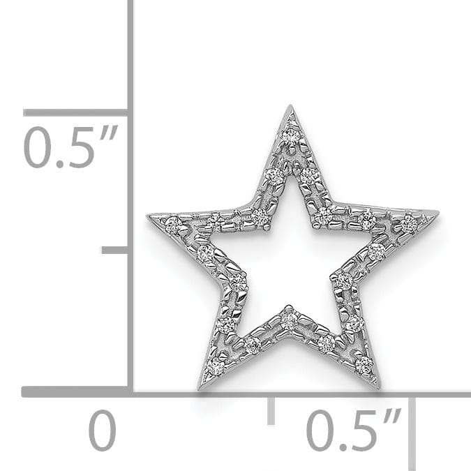 Lovely Rita's Pendants & Charms 14k White Gold Polished Finish Small 0.05CT Diamond Star Chain Slide Pendant