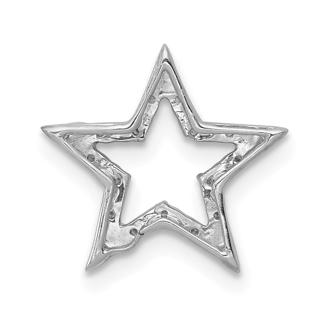 Lovely Rita's Pendants & Charms 14k White Gold Polished Finish Small 0.05CT Diamond Star Chain Slide Pendant