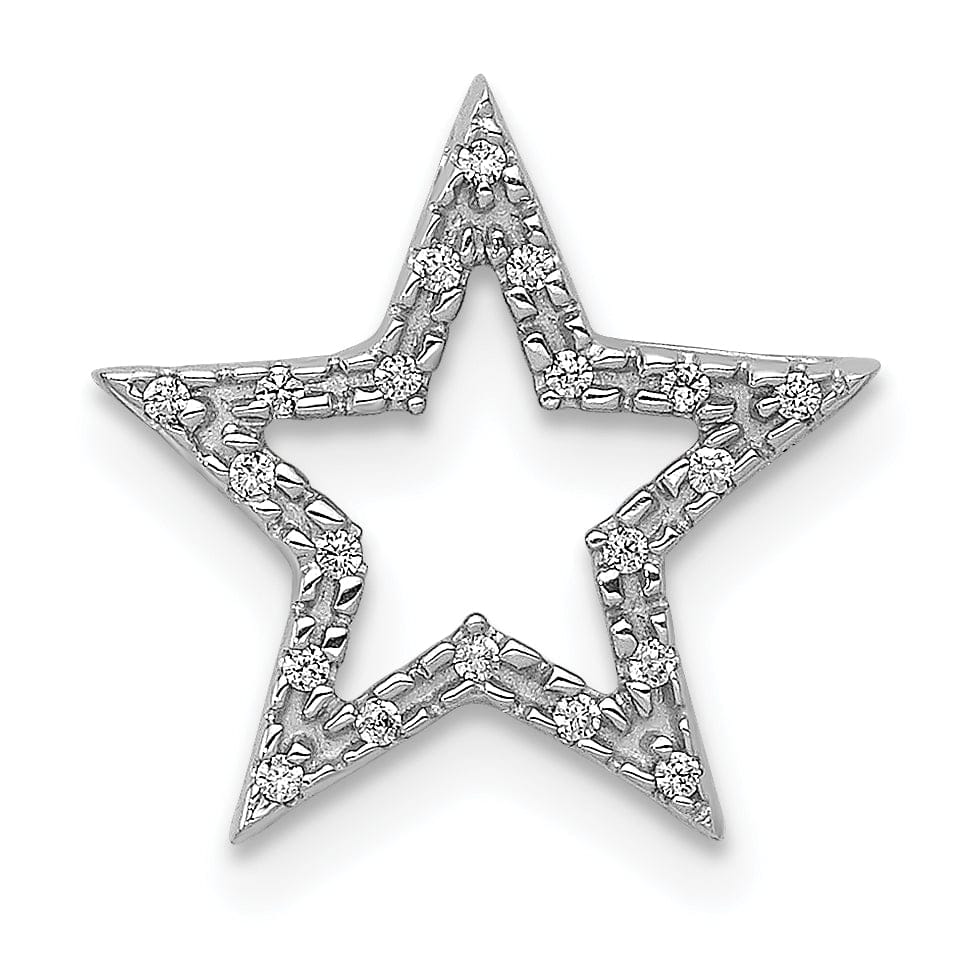 Lovely Rita's Pendants & Charms 14k White Gold Polished Finish Small 0.05CT Diamond Star Chain Slide Pendant