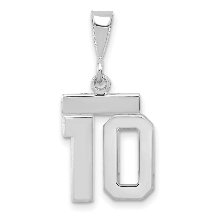 Lovely Rita's Pendants & Charms 14k White Gold Polished Finish Small Size Number 10 Charm Pendant