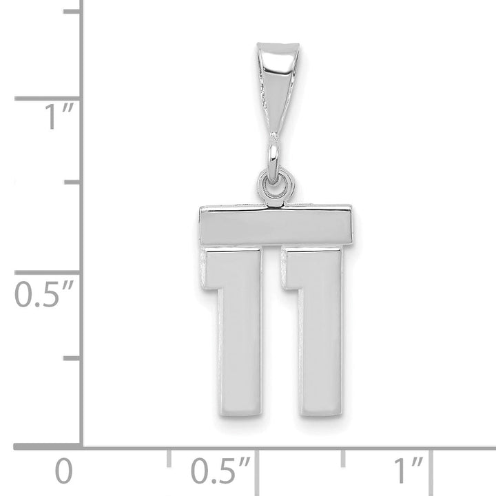 Lovely Rita's Pendants & Charms 14k White Gold Polished Finish Small Size Number 11 Charm Pendant