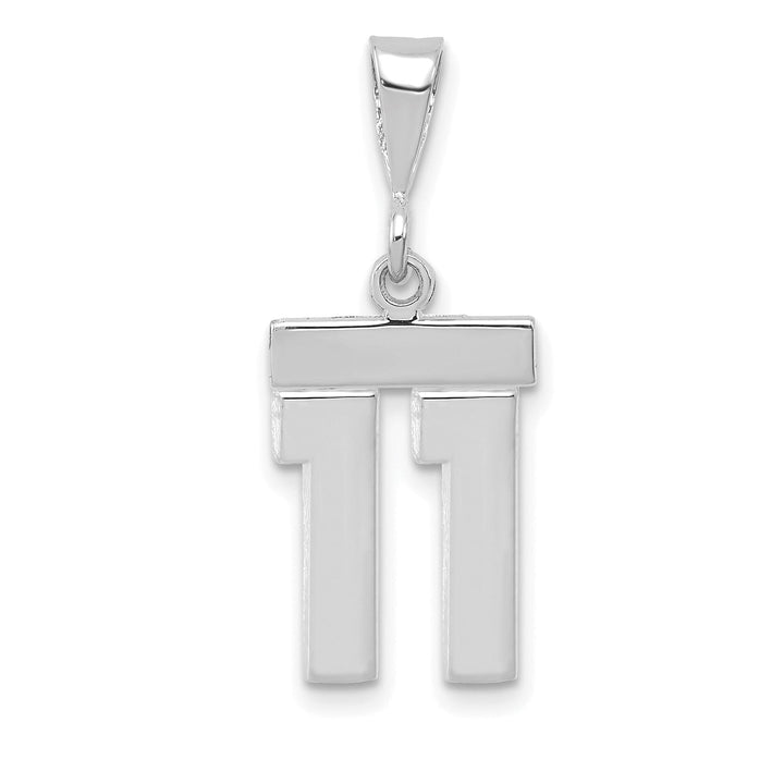 Lovely Rita's Pendants & Charms 14k White Gold Polished Finish Small Size Number 11 Charm Pendant