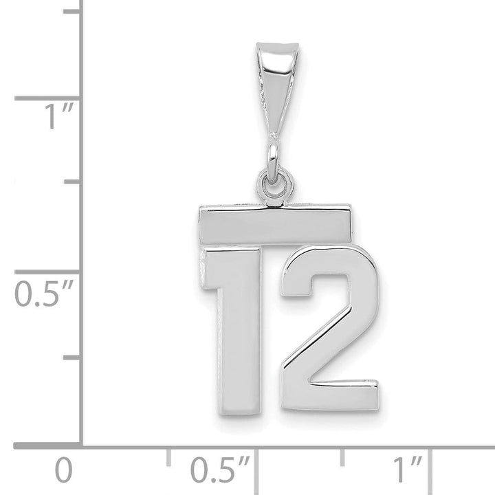 Lovely Rita's Pendants & Charms 14k White Gold Polished Finish Small Size Number 12 Charm Pendant