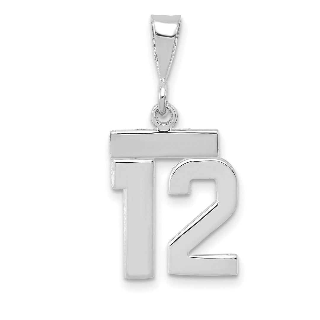 Lovely Rita's Pendants & Charms 14k White Gold Polished Finish Small Size Number 12 Charm Pendant