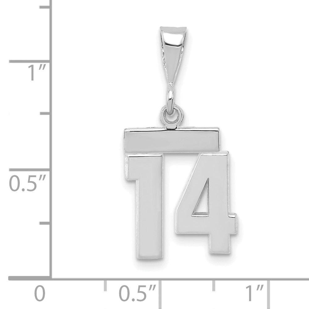 Lovely Rita's Pendants & Charms 14k White Gold Polished Finish Small Size Number 14 Charm Pendant