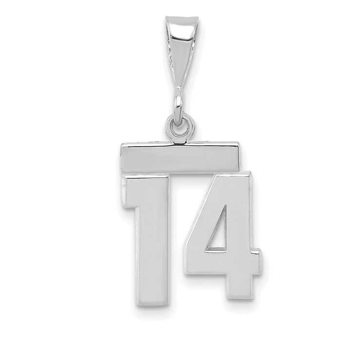 Lovely Rita's Pendants & Charms 14k White Gold Polished Finish Small Size Number 14 Charm Pendant