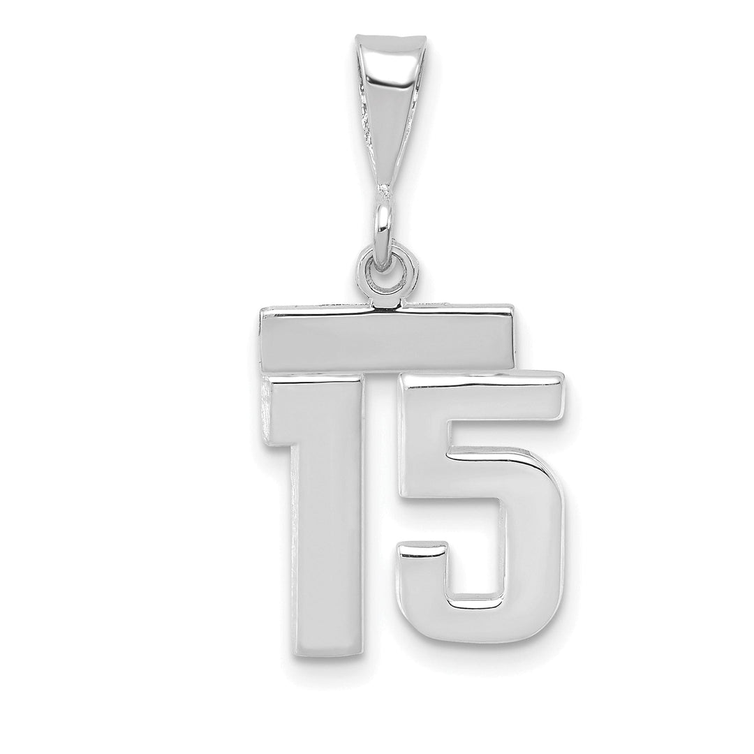 Lovely Rita's Pendants & Charms 14k White Gold Polished Finish Small Size Number 15 Charm Pendant