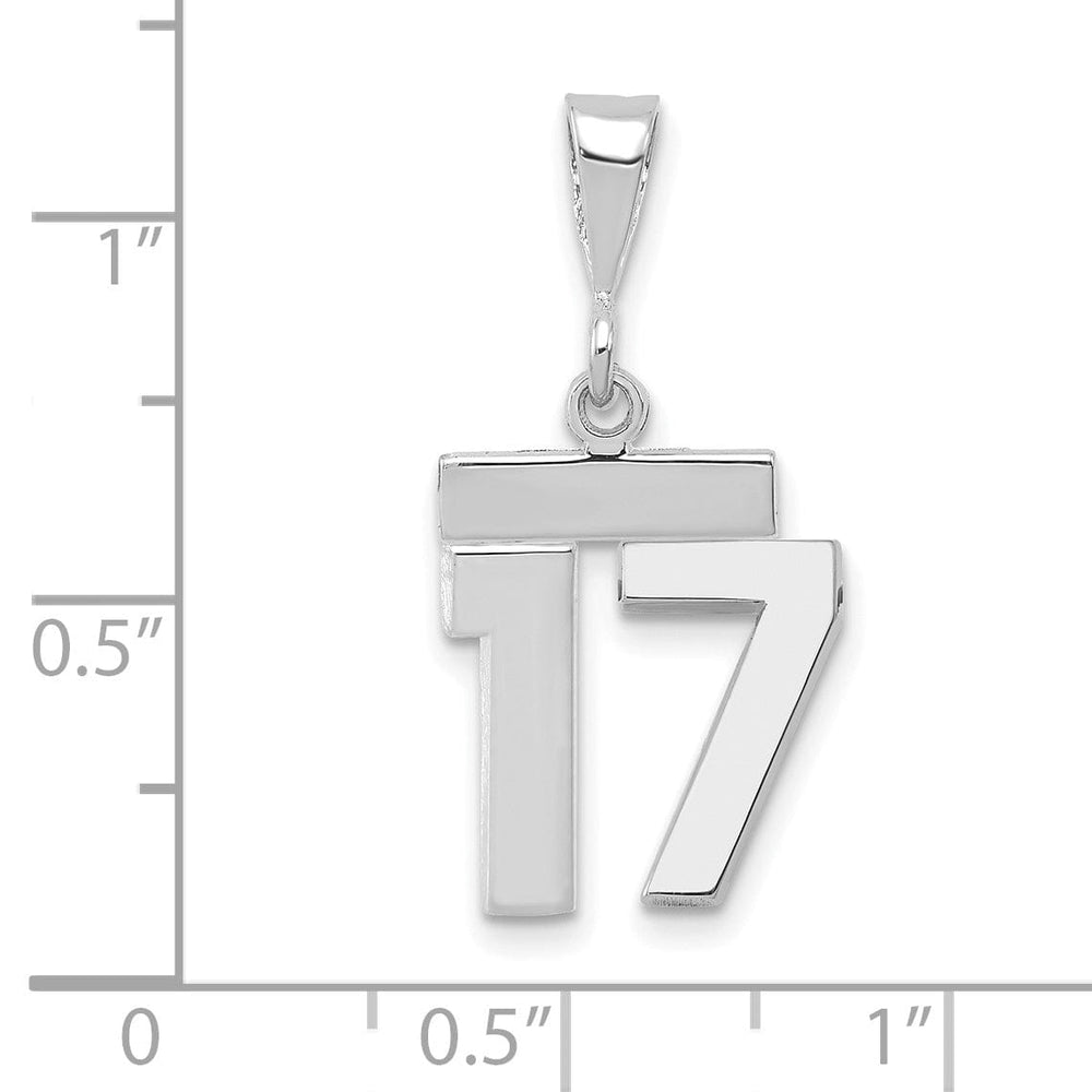 Lovely Rita's Pendants & Charms 14k White Gold Polished Finish Small Size Number 17 Charm Pendant