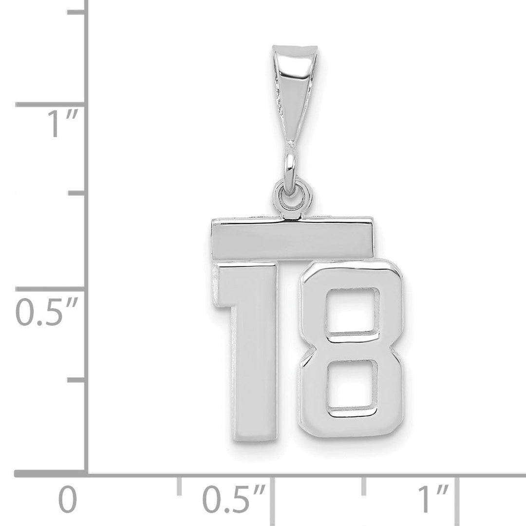 Lovely Rita's Pendants & Charms 14k White Gold Polished Finish Small Size Number 18 Charm Pendant