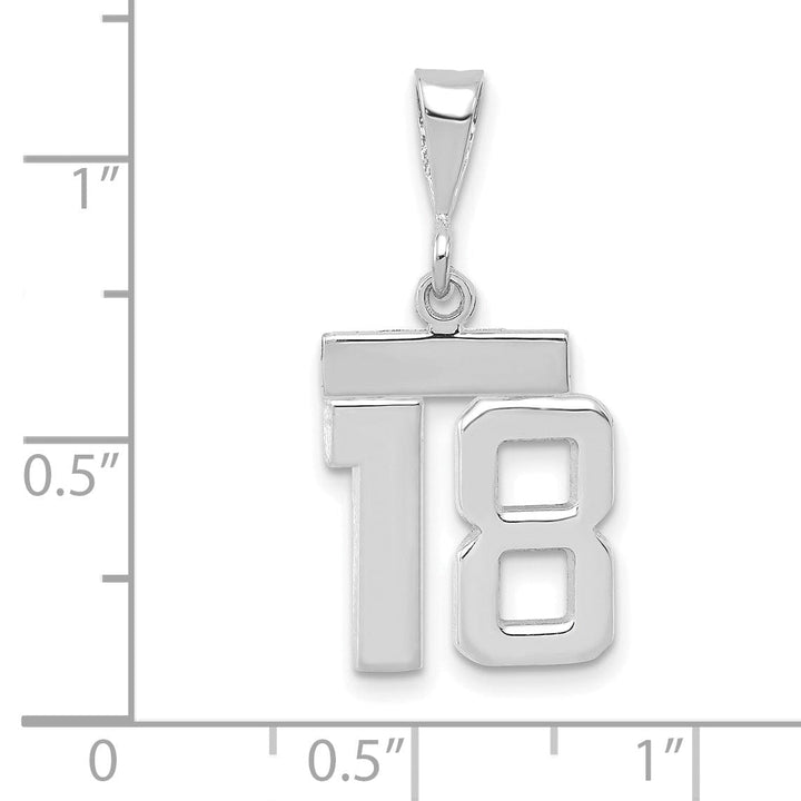Lovely Rita's Pendants & Charms 14k White Gold Polished Finish Small Size Number 18 Charm Pendant