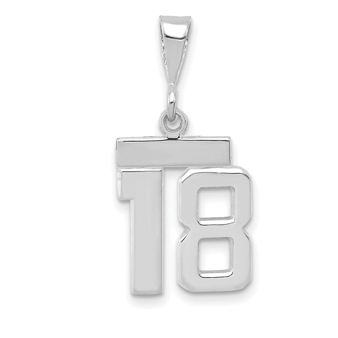 Lovely Rita's Pendants & Charms 14k White Gold Polished Finish Small Size Number 18 Charm Pendant
