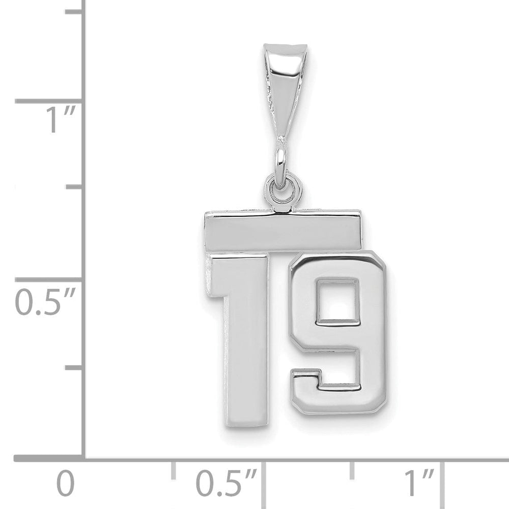 Lovely Rita's Pendants & Charms 14k White Gold Polished Finish Small Size Number 19 Charm Pendant
