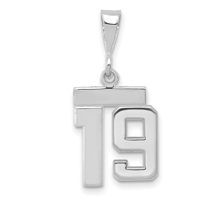 Lovely Rita's Pendants & Charms 14k White Gold Polished Finish Small Size Number 19 Charm Pendant