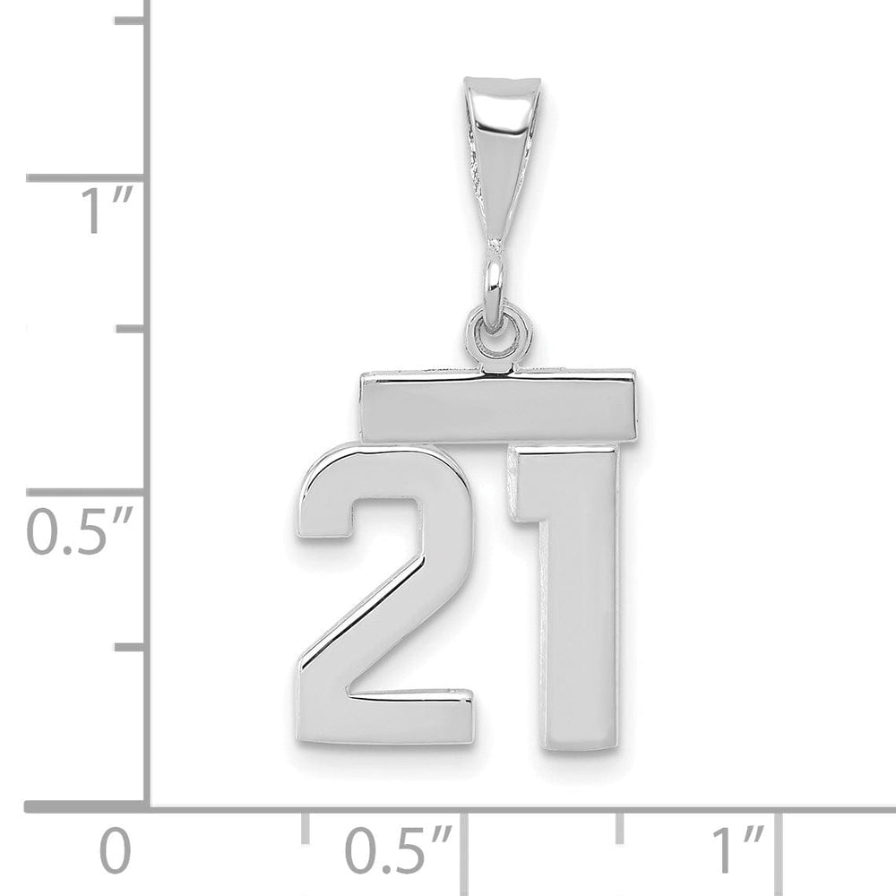 Lovely Rita's Pendants & Charms 14k White Gold Polished Finish Small Size Number 21 Charm Pendant