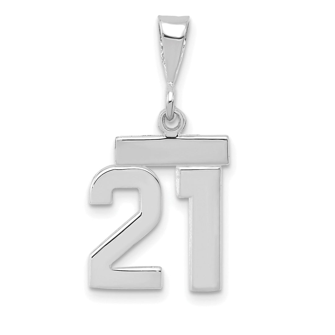 Lovely Rita's Pendants & Charms 14k White Gold Polished Finish Small Size Number 21 Charm Pendant