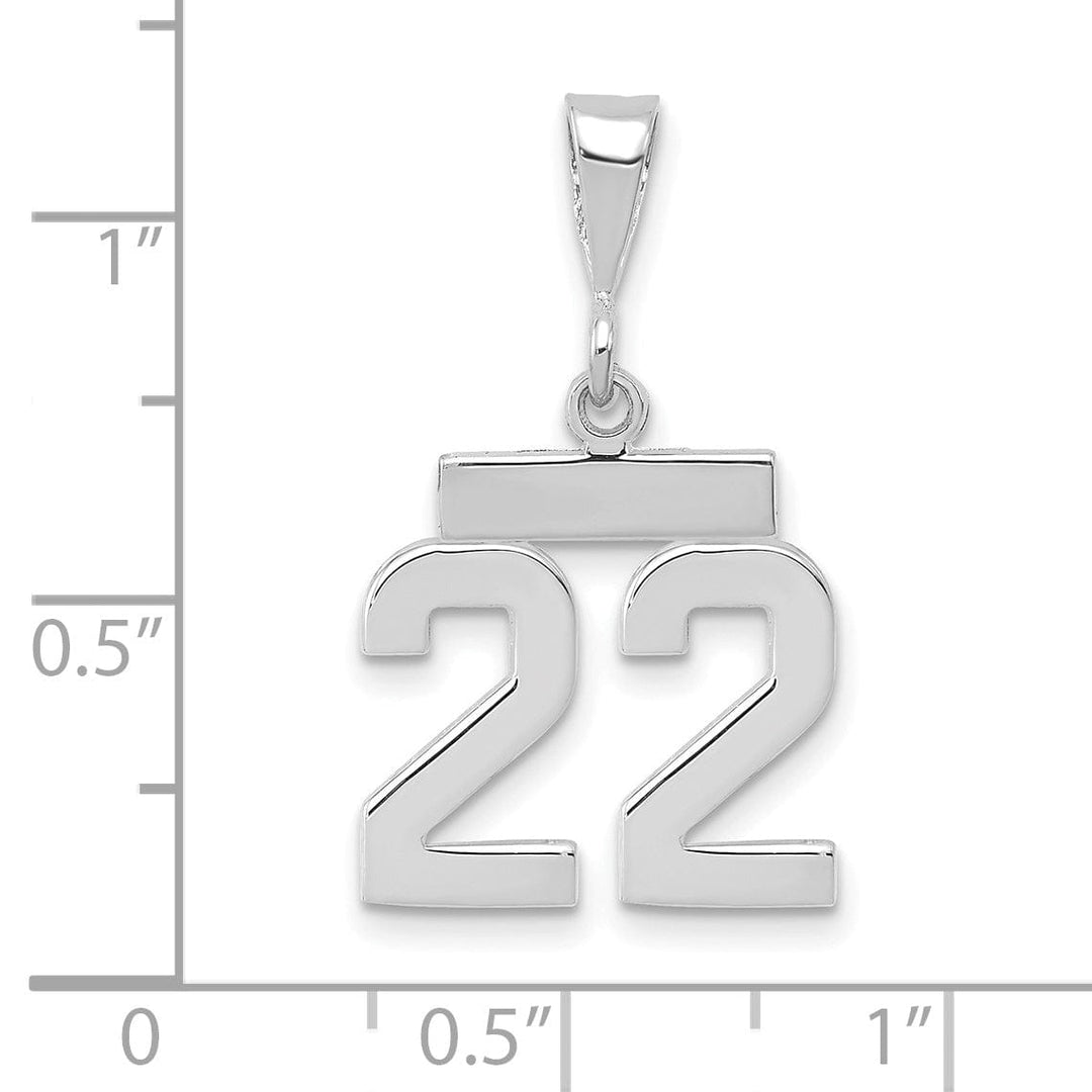 Lovely Rita's Pendants & Charms 14k White Gold Polished Finish Small Size Number 22 Charm Pendant
