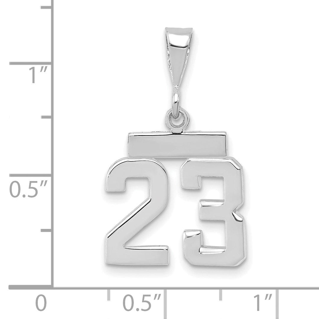 Lovely Rita's Pendants & Charms 14k White Gold Polished Finish Small Size Number 23 Charm Pendant