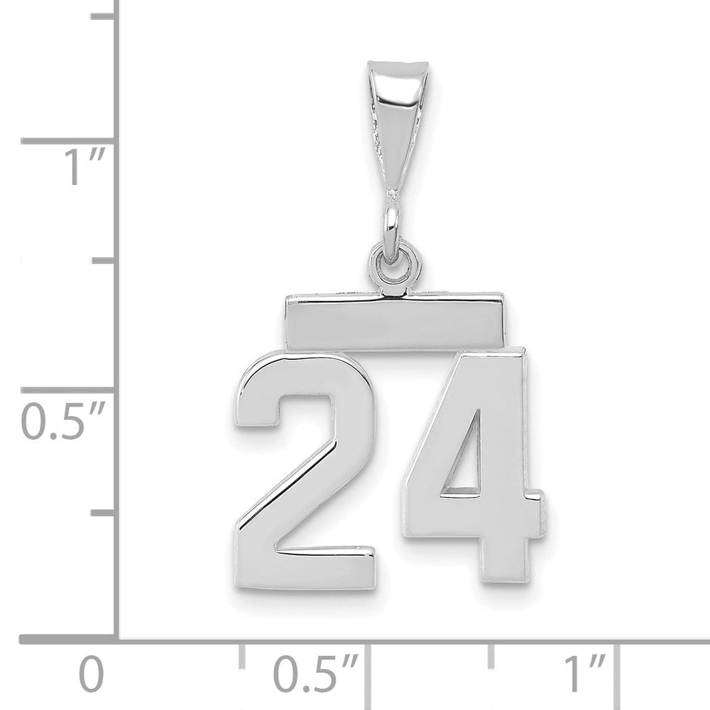 Lovely Rita's Pendants & Charms 14k White Gold Polished Finish Small Size Number 24 Charm Pendant